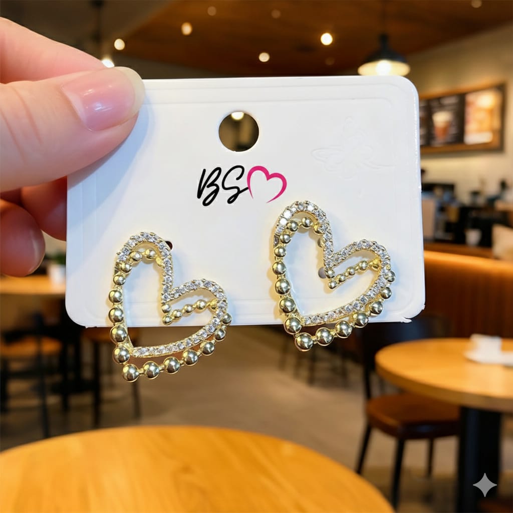 6c5b15da11a4ab4352d99c9031361ebd ZJE-164 Heart Shape Double Korean Earrings – Elegant Fashion Jewellery, Stylish Accessory for Women