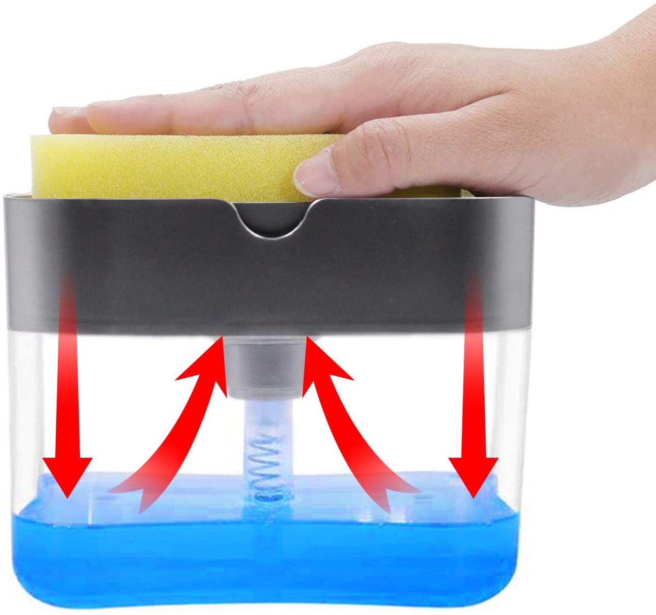 6cbe26473097385cf07e837a3a686e07 2-in-1 Soap Pump Dispenser with Sponge Holder – Kitchen Sink Liquid Soap Dispenser for Easy Dishwashing (Without Sponge) - Image 3