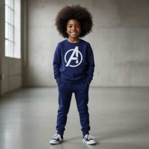 Avenger Printed Sweatshirt & Pajama Trouser Tracksuit for Kids | Winter Warm Fleece Clothing Set Outfit for Boys & Girls