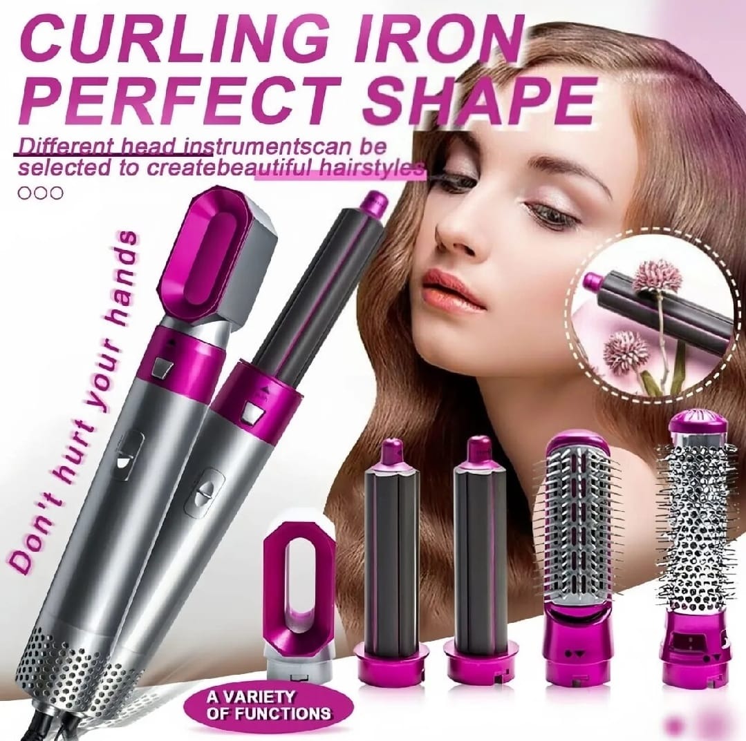 6d2fa601058e5ca4fc7906482488e6a1 5 In 1 Hair Styler Brush | Hair Dryer, Straightener, Curler & Volumizer | Negative Ionic Air Wrap With Detachable Brush