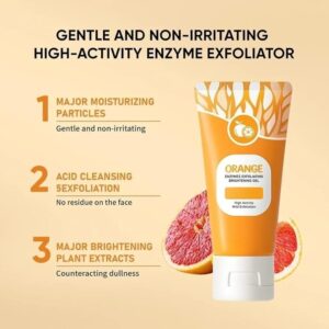 Orange Enzyme Exfoliating Gel | Brightening & Gentle Citrus Enzyme Scrub | Removes Dead Skin, Smooths Texture & Reveals