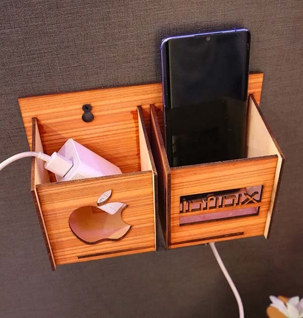 6ef7cf834450459aea4a452faca55360 Wall Mounted Wooden Mobile Charging Holder – Phone & Charger Organizer for Home & Office