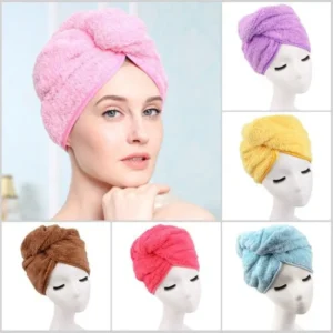 Hair Drying Towel Cap – Quick Dry, Soft & Absorbent Turban Wrap For Women | Anti-Frizz Hair Wrap Towel For Bathroom & Sa