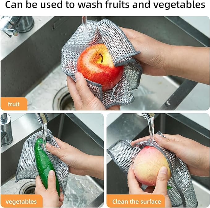 Durable Wire Dish Washing Cleaning Cloth – Heavy-Duty Scrubbing Rugs for Kitchen Dishes, Utensils & Cookware