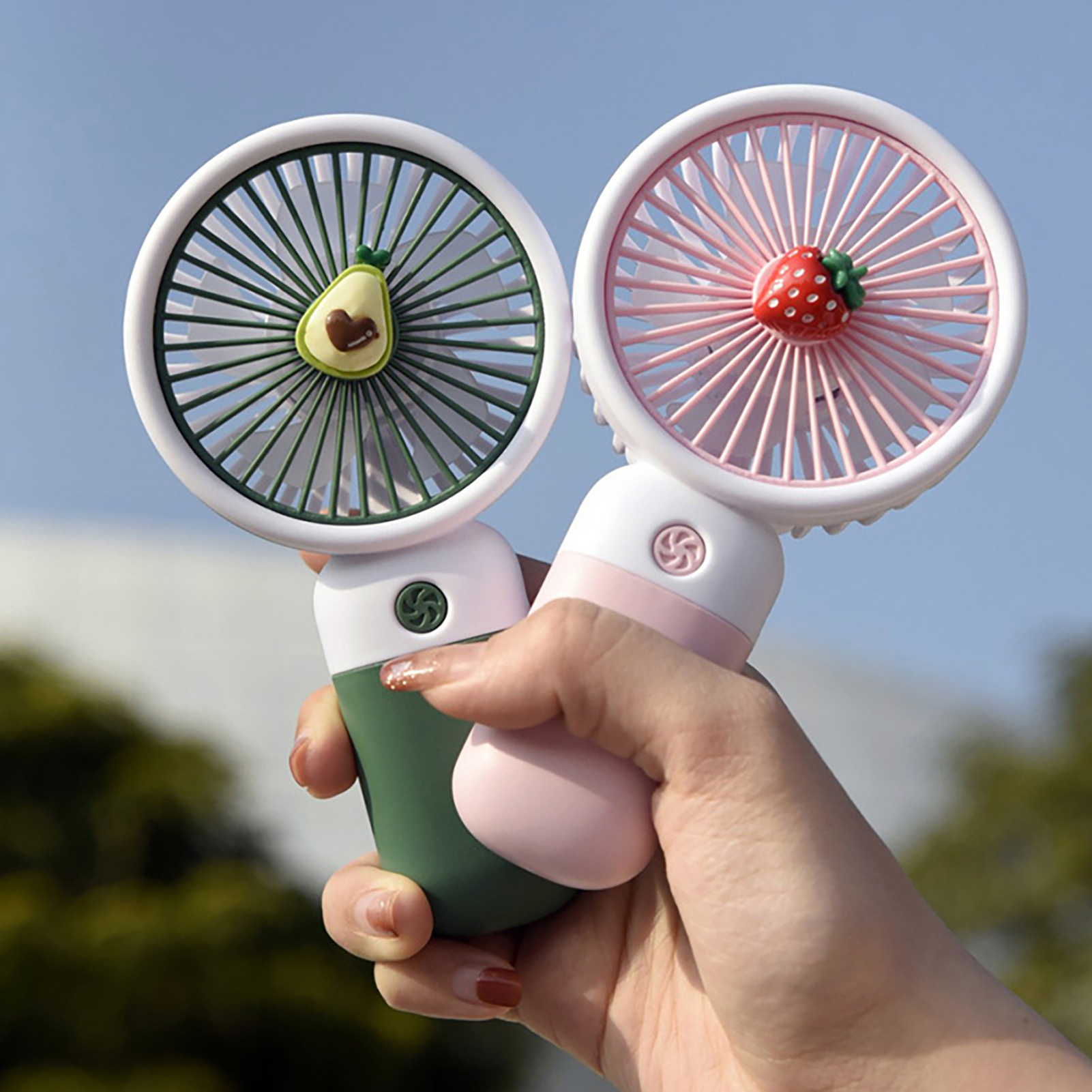 717a434b538ab5558611a800c1bf225d Mini Fan Multifunctional Cool Summer Fruit Cartoon Handheld Mini Fan (random color)
