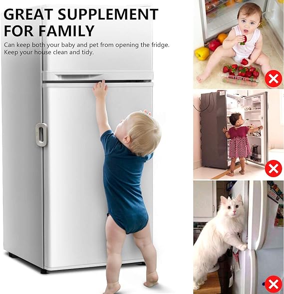 71BBQUvSyL._AC_SX569_ Child Safety Refrigerator Lock, Refrigerator Door Lock, Self Adhesive Freezer Door, Refrigerator Door, Double Safety But - Image 2