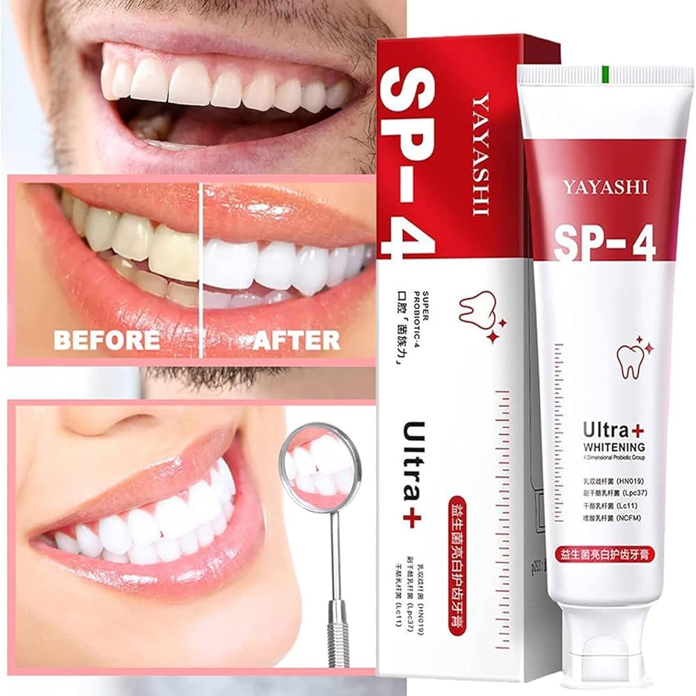 71bNe7y0YaL._AC_UF10001000_QL80_ Yayashi Sp-4 Ultra Whitening Toothpaste Probiotic Stain Remover 120Gm / Stain Removing Toothpaste, Protects Gums Freshen