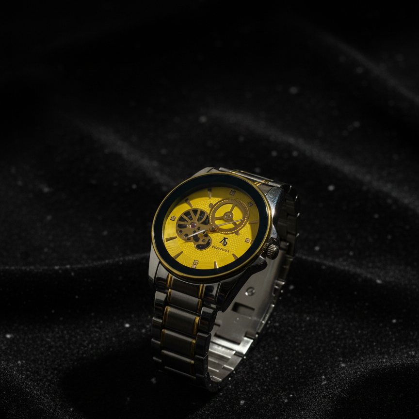 71be8fc6b81995802c8cb5bab016f716 Luxury Men’s Skeleton Automatic Watch - Two-Tone Stainless Steel Bracelet, Open Heart Mechanical Dial, - Image 3