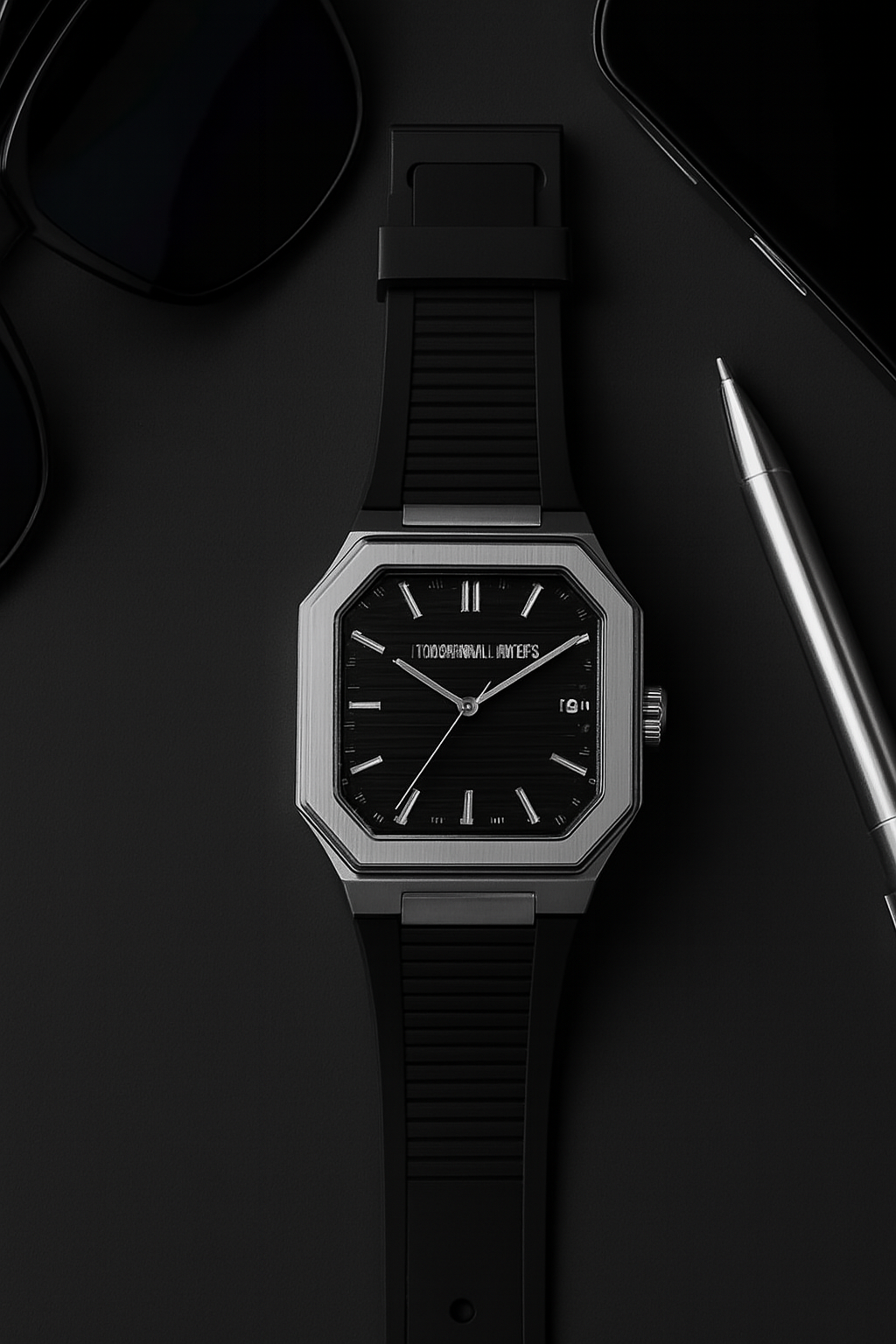 71d3aabcefac3e03adf75d992bb2a730 Universal Point UP 1988 – Square Dial Leather Strap Watch | Stainless Steel Case | Water Resistant 3 ATM (With Box) - Image 2