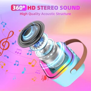 Portable Bluetooth Karaoke Speaker with RGB Lights & Controllable Battery – Mini Loud Speaker for Kids, Girls, and B