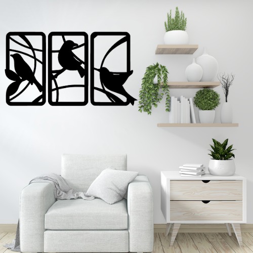 75a33de77d99258f8be3d4704e383ea1 Handcrafted Wooden Sparrow Wall Decor – Nature-Inspired 3 Panel Wall Art for Home & Office