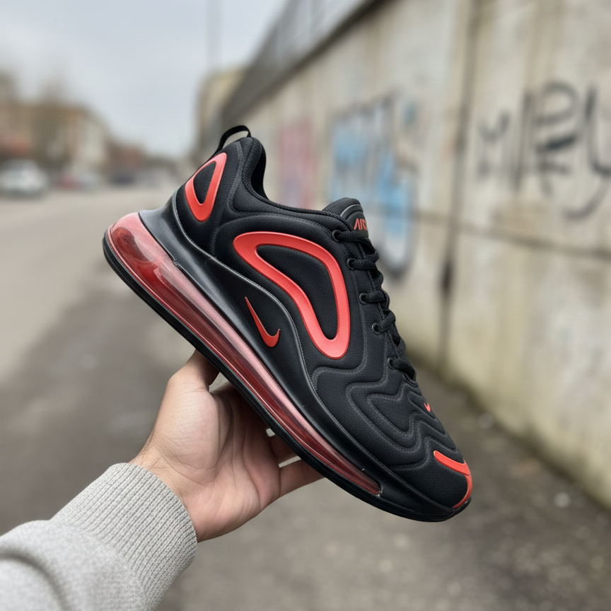 7914ad0f23cdaf44c42543a2e7c4d6f5 Nike Air Max 720 Sneakers In Black And Red Providing Stylish Design Comfortable Wear