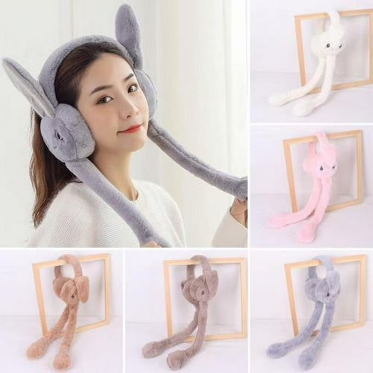 7a8fb8654c9f9779b922c041b81e8b99 Soft Fluffy Rabbit Ears Headband | Moving Ears Plush Earmuffs | Warm & Cozy – 1Pc Random Colour