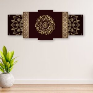 5pcs Islamic Set Wooden Material Decorative Pieces Elegant Design For Home And Office Display