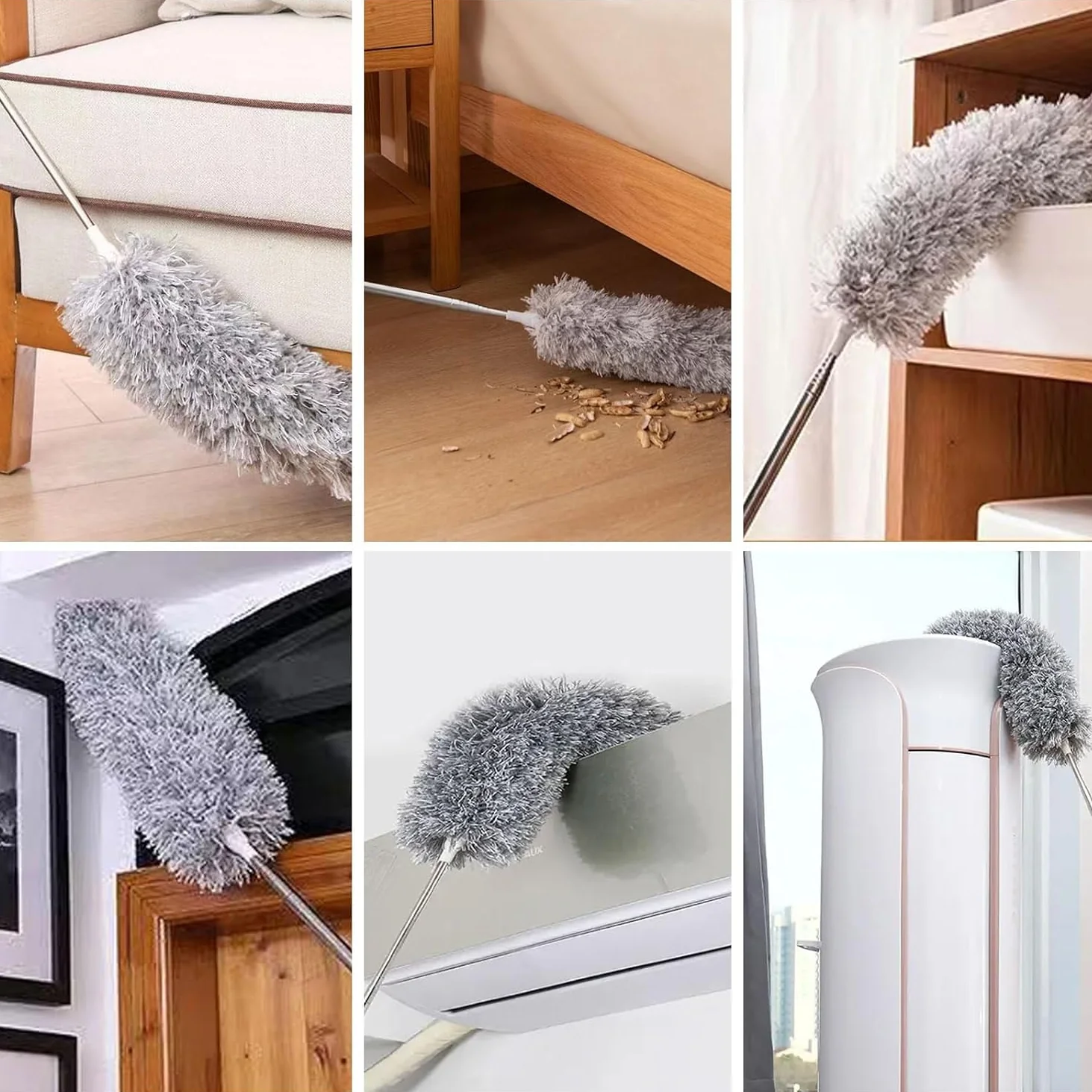7b7329cd7e2ade1386e6372d85177315 Microfiber Fan Duster | Telescopic Extendable Gray Duster | 360 Flexible Dirt & Dust Duster For Home Office Use | Micro - Image 3