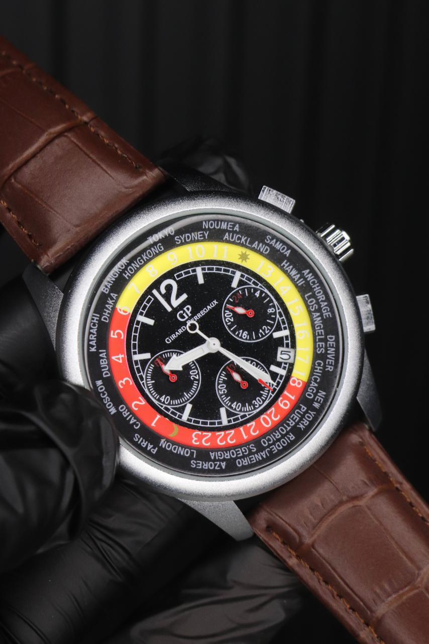 7cde9ffe8d7af1e6345863b4e61e686e Casino Design Chronograph Leather Strap Watch Vintage Inspired Dial Functional Sub Dials Precise Quartz Movement - Image 2