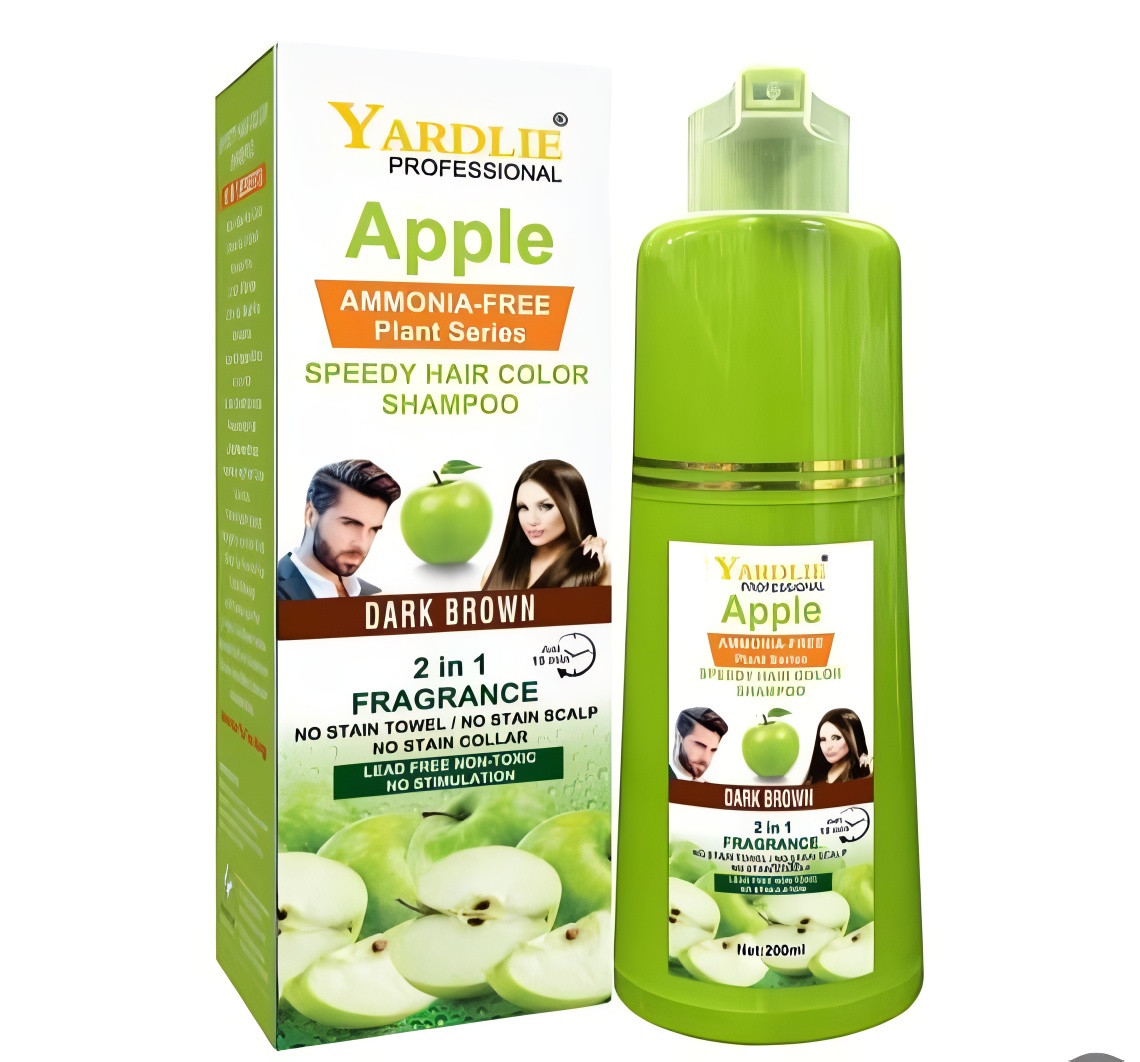 7ee0844372a479e8eb0345f04cfdae57 Yardlie Apple Hair Color Shampoo – 2-in-1 Natural Black & Brown Color + Cleanse Formula 400ml – Easy Use for Shiny, Heal - Image 2