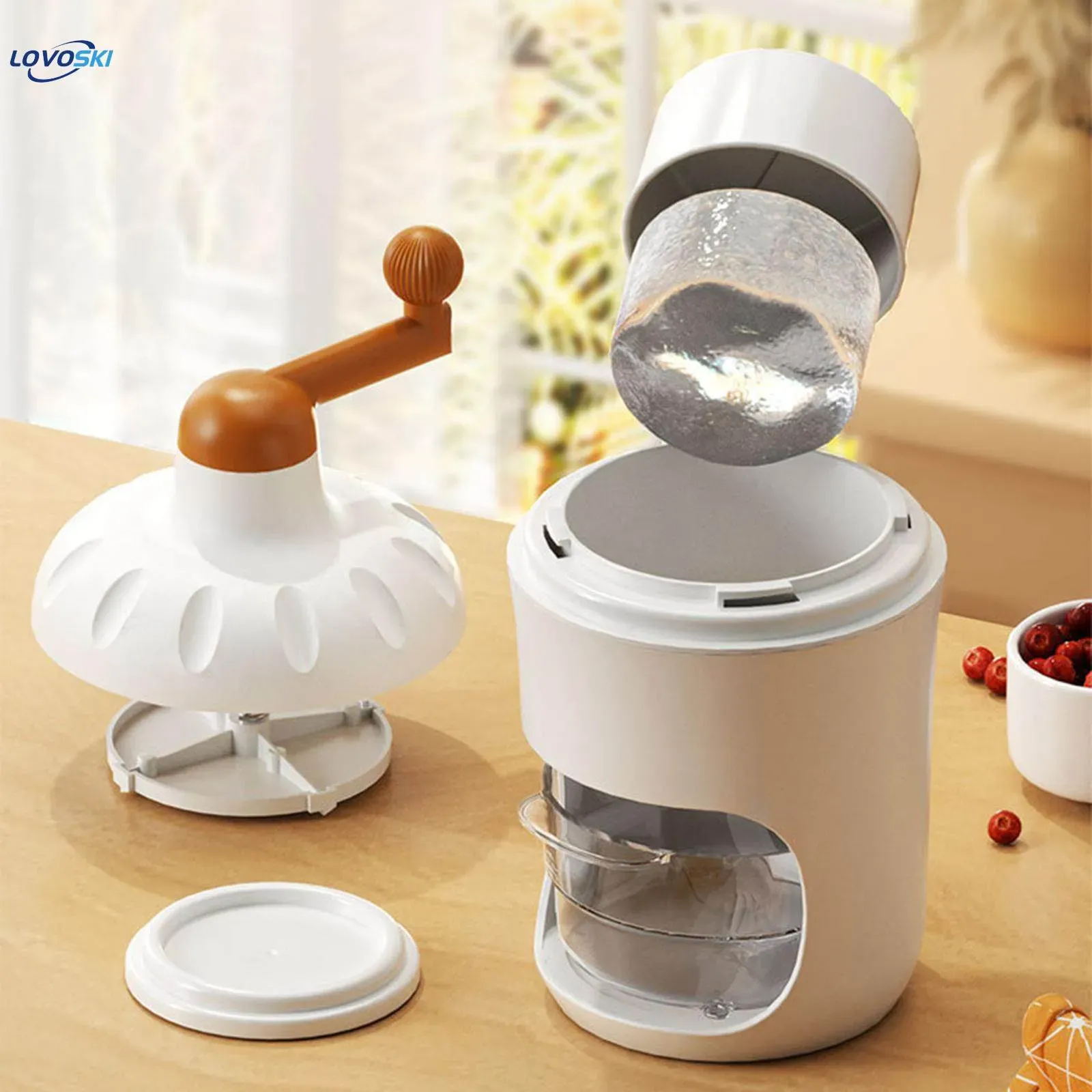 818c0d6377118da8f37de3b64f26c44d Portable Manual Ice Shaver Machine & Snow Cone Maker | Hand-Crank Slushie Maker with Stainless Steel Blades for Home Kit - Image 2