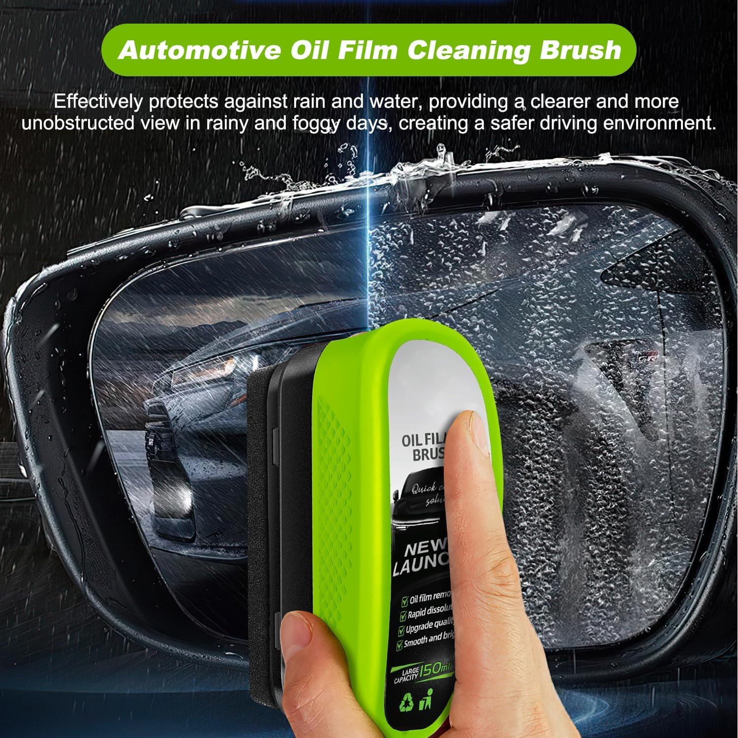 81MgO-12IRL Universal Glass Cleaner,clear Vision Car Glass Oil Film Cleaner Brush For Windshield | Bottle also Included - Image 3