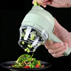 Rechargeable 4 In 1 Electric Vegetable Cutter With Multi-Function Slicer, Chopper, Grinder And Peeler For Fast Kitchen P