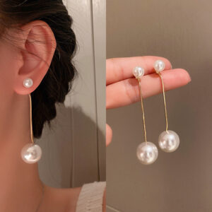 AWJ-157 Elegant Pearl Hanging Korean Earrings – Stylish, Lightweight & Trendy Fashion Jewelry for Women