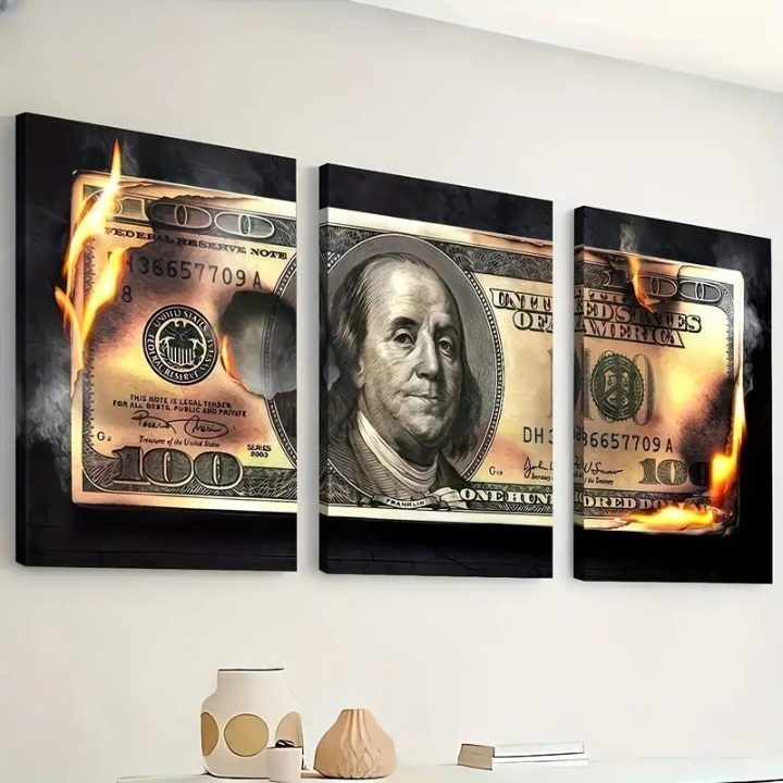 85ed70ec78f8d0048129245c9ea191e2 Dollar Wooden Sticky Wall Art – 3 Piece Modern Decorative Frame Set, 8x11 inch Each, Wooden Sticky Frame with Easy Wall - Image 2