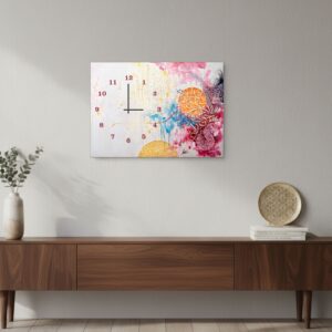 Abstract Science-Themed Wall Clock – Digital Printed Wooden Decor, 12x16 Inch, (Without Battery)