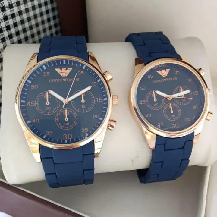 86d875421dac9ff99321744b701e0d88 Armani Rubber Chain Couple Watch | Stylish Matching His & Her Wristwatch Set