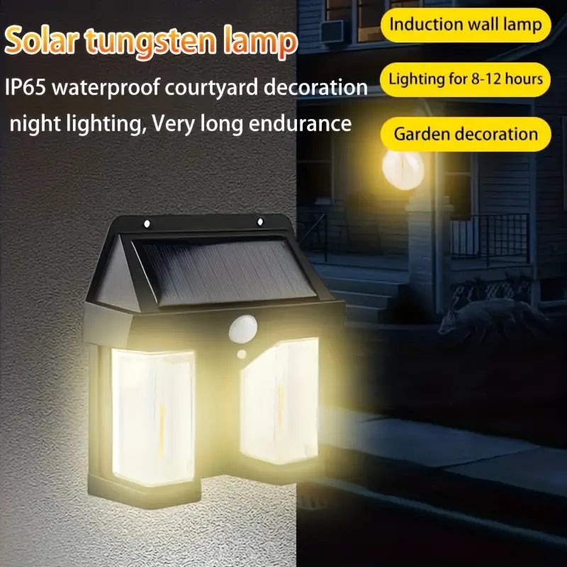 8810f9720e6532b0c6b1e1de4e052415 Solar Wall Light with Motion Sensor & Tungsten Bulb – Multi-Mode Outdoor Lighting | Weatherproof, Energy-Saving & Easy t - Image 2