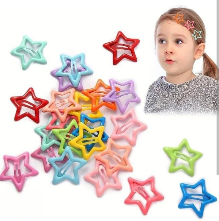 886adfea5fd68b161de207ea16b8e40b Pack Of 4 Star Shape Hair Clips For Girls – Cute And Colorful Hair Accessories For Kids Styling And Daily Wear (Multicol - Image 3