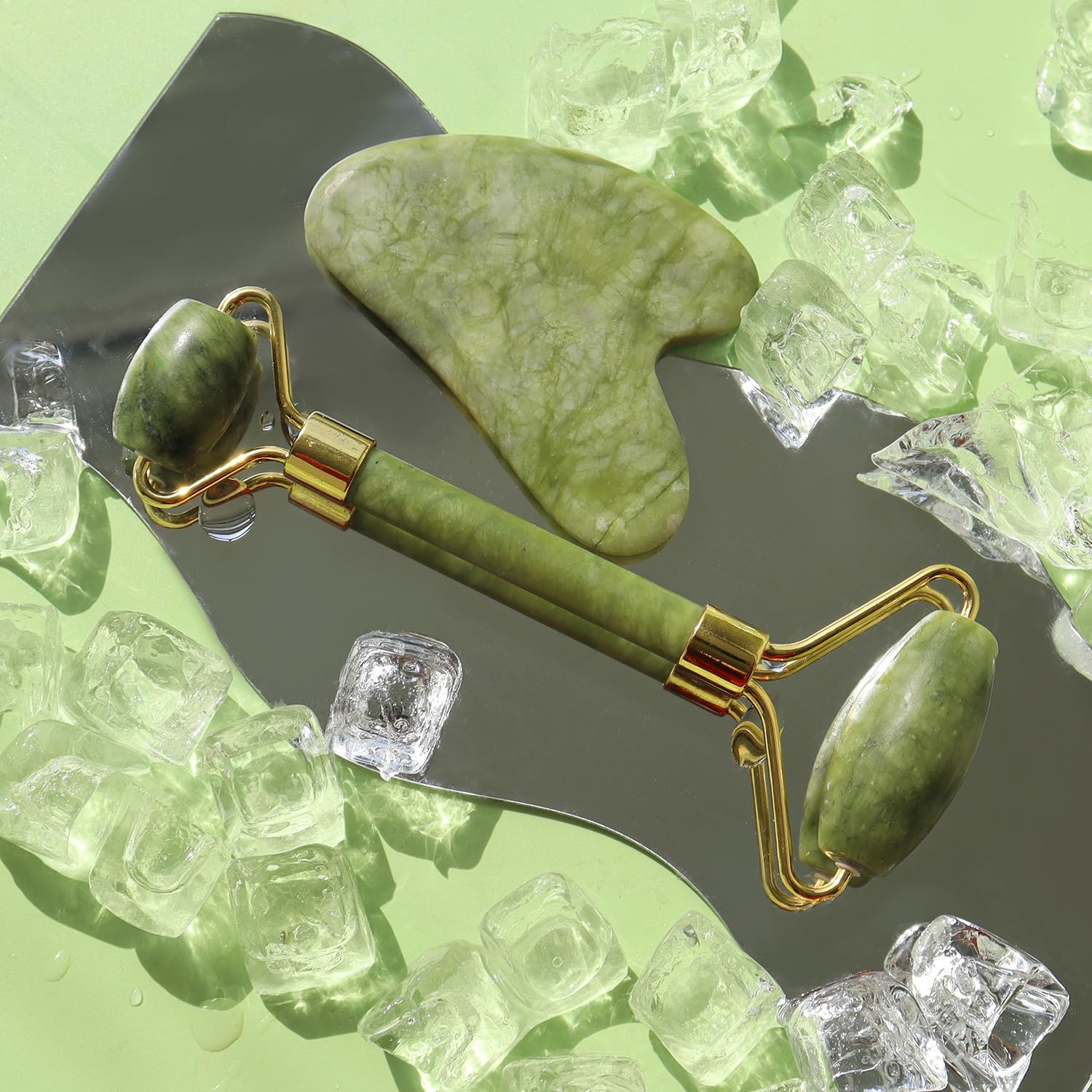 88865b33a7938833a77d1cedd0480dd7 Jade Roller Facial Massager | Manual | With Gua Sha Tool | Natural Skincare | Relax & Refresh - Image 2