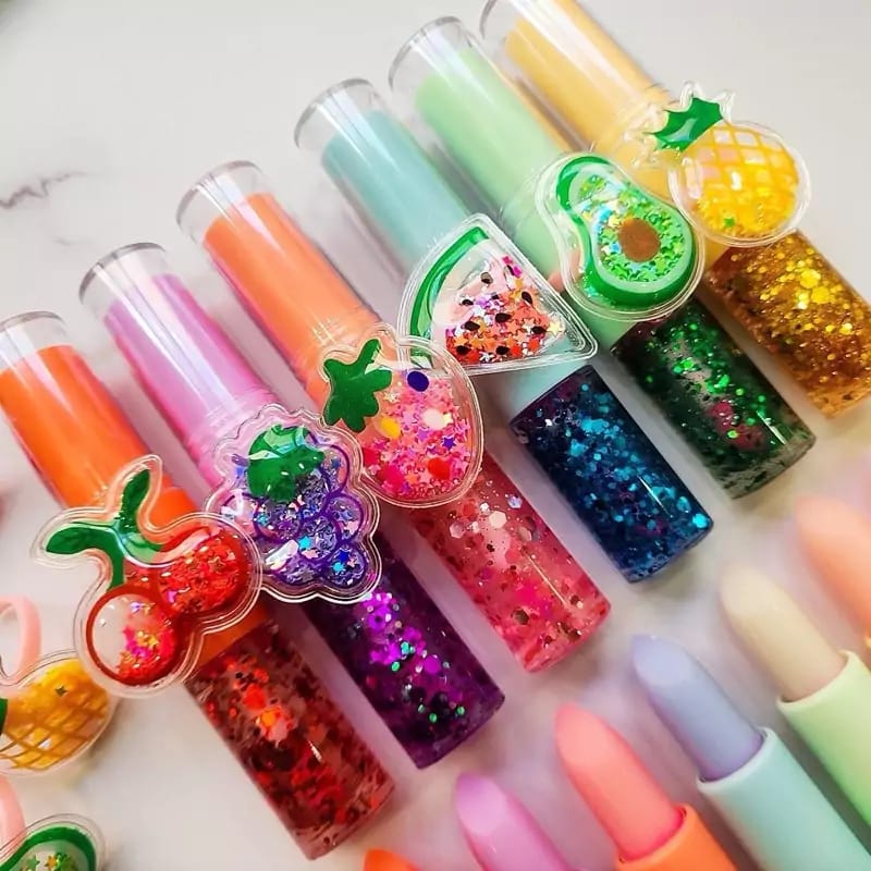 894392ba5203840734c0d7e3416d49c2 2 In 1 Flavored Fruit Lip Balm Plus Lip Oil Providing Smooth Application Gentle Care - Multicolor