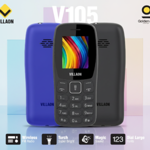 Villaon V105 Dual SIM Feature Phone – Ultra-Bright Torch, Wireless FM Radio, and Large Font Display for Enhanced Accessi