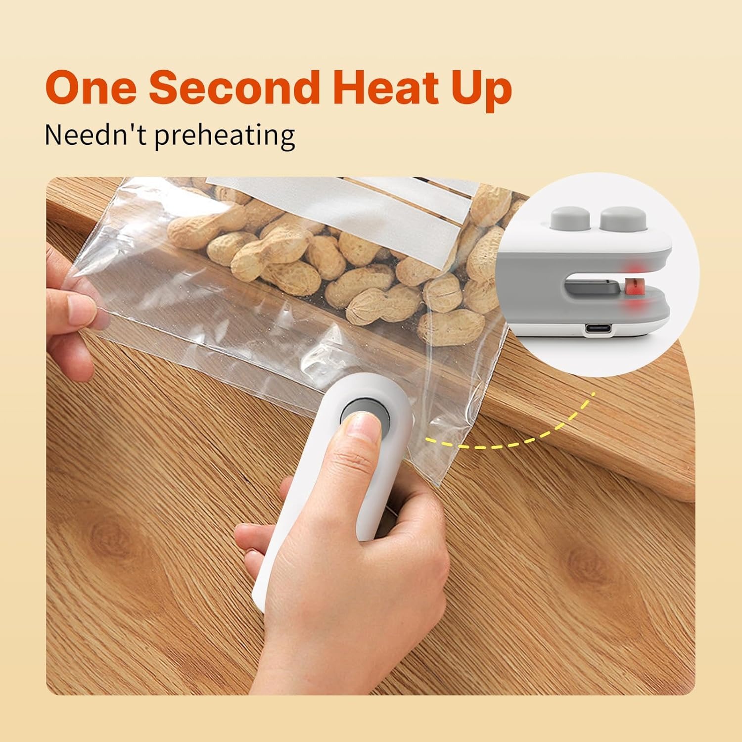 8c5a2efb91fdaa36b79abb8523183a8a 1 Pc Mini Heat Sealing Machine 2-in-1 Cutter & Sealer | USB Rechargeable Food Bag Sealer for Snacks & Storage (Random Co - Image 3