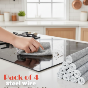 Pack of 4 Kitchen Steel Mesh Wire DishWasher Cleaning Cloth – Durable Dishwashing Scrubber Pads for Utensils, Pots, Pans