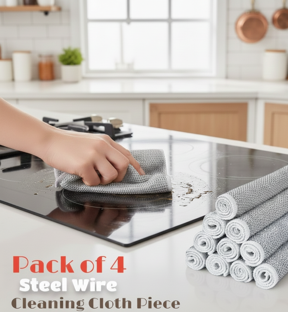 8d6ced63de697b574dceb7133b6da6e5 Pack of 4 Kitchen Steel Mesh Wire DishWasher Cleaning Cloth – Durable Dishwashing Scrubber Pads for Utensils, Pots, Pans