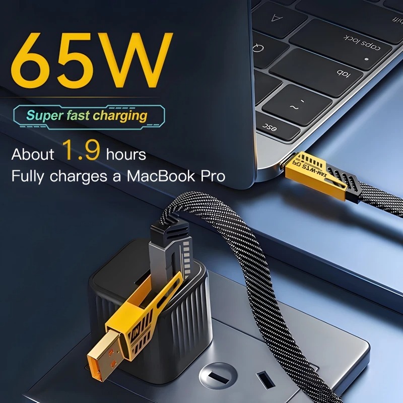 8dab3f7956cfedcad8fbe648ebd52785 4 In 1 Data Cable – USB-C & Lightning Connectors, Braided Durable Design, Fast Charging (Without Box) - Image 2