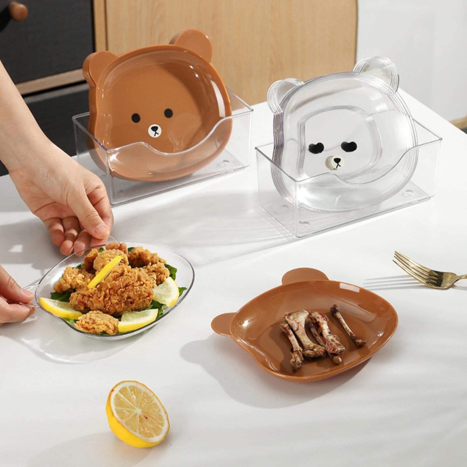 8dc4ee3c185e478b369ad27db6635ab6 8 Plates With Stand Bear Design Durable Quality Stylish Look Reliable Utility Perfect Choice For Daily Use (Random Color - Image 3