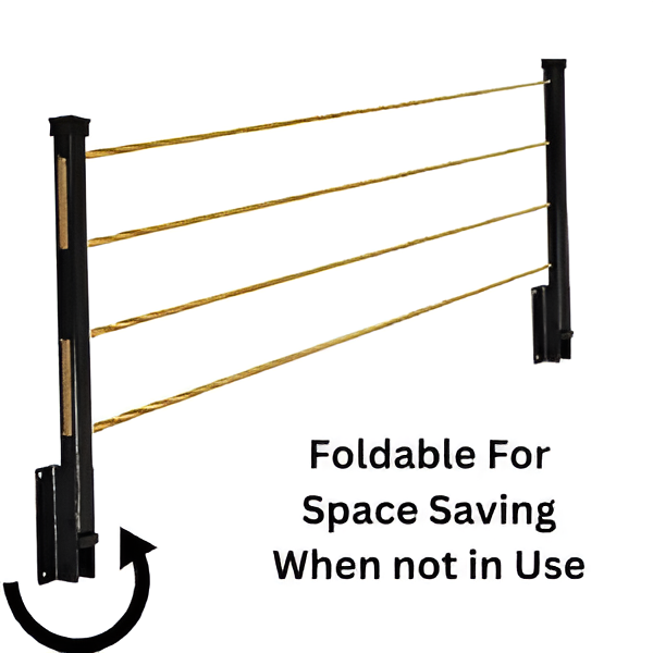 Cloth Drying Stand (24 Inches) with Free Rope Foldable Wall Mounted Heavy Duty Cloth Dryer for Laundry – Space Saver, Mo