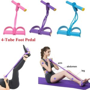Foot Pedal Resistance Band Elastic Sit-Up Pull Rope Yoga Fitness Gym - Elastic Pull Ropes Tummy Trimmer ( Random Color )