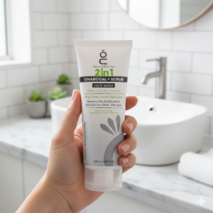 2 In 1 Charcoal + Scrub Face Wash 120ml | Deep Detox And Gentle Exfoliation | Removes Dirt, Blackheads, And Dead Skin Fo
