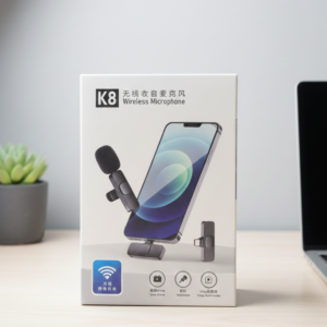 K8 Dual Wireless Lavalier Microphone for iPhone & Android, Plug-and-Play Noise Reduction Mic for Vlogging, YouTube, Live