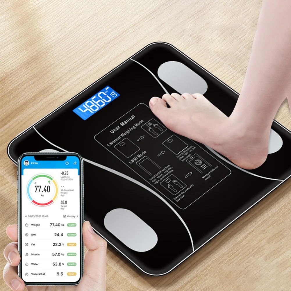 921940471bc610400c20b17f59c66431 Smart Wireless Bluetooth Digital Weight Scale – Max 180kg, Precision D=50g, Body Weight Monitoring - Image 5