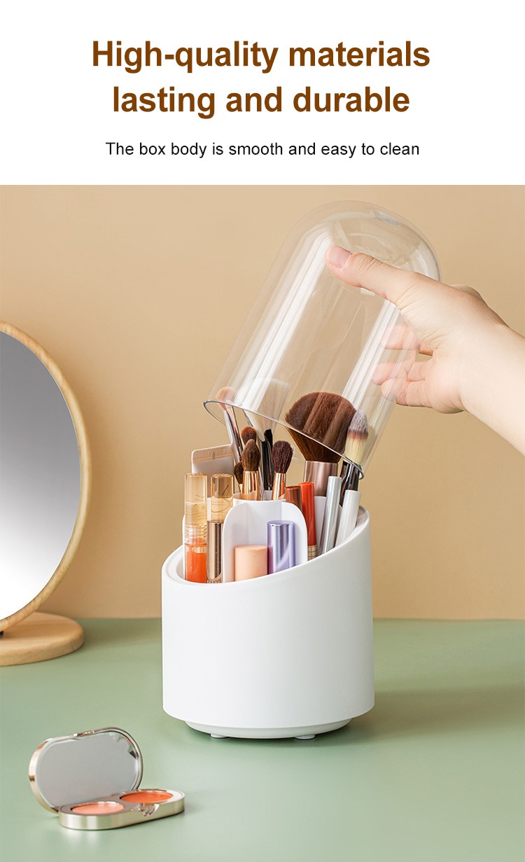 92501645c116bbac396d8e4b7c5509af 360° Rotating Makeup Brush Storage Box | Desktop Cosmetic Organizer for Brushes, Lipsticks, Eyebrow Pencils & Beauty Too
