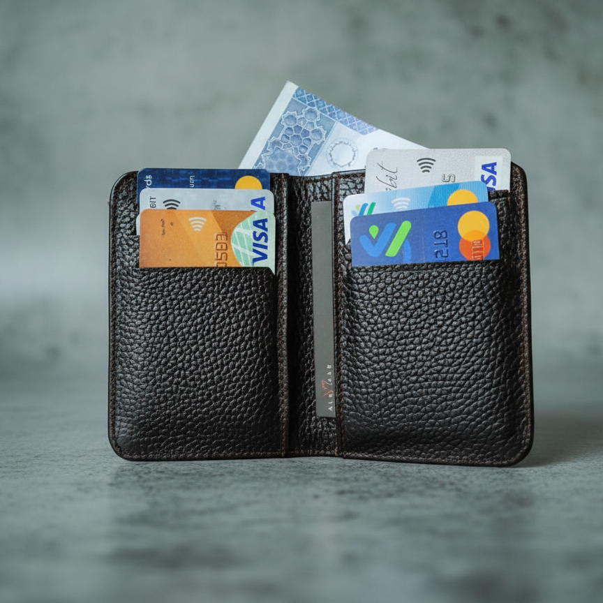 9533ed418c4c760a9d6d6bc4db372568 Unisex Slim Cow Leather Wallet – Brown | Minimalist Bifold Card & Cash Holder - Image 3