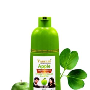 Yardlie Apple Hair Color Shampoo – 2-in-1 Natural Black & Brown Color + Cleanse Formula 400ml – Easy Use for Shiny, Heal