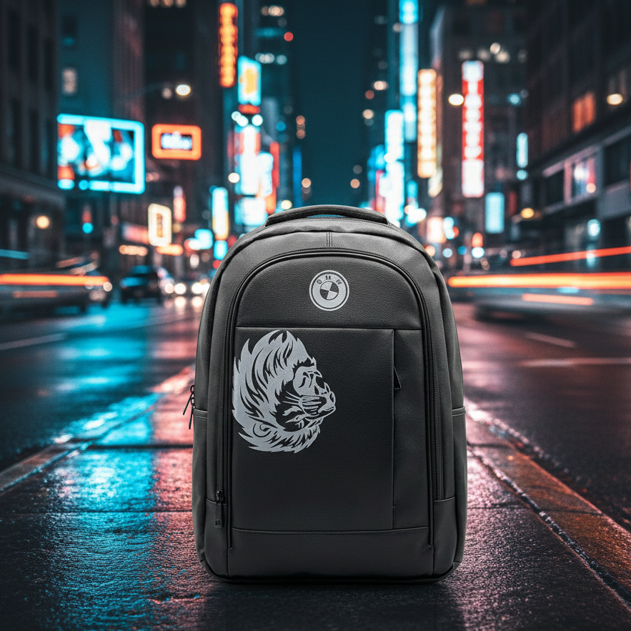 96dc20b58e5240ffffc288377060f57f Black Faux Leather Backpack With BMW Logo Providing Durable Quality Stylish Design