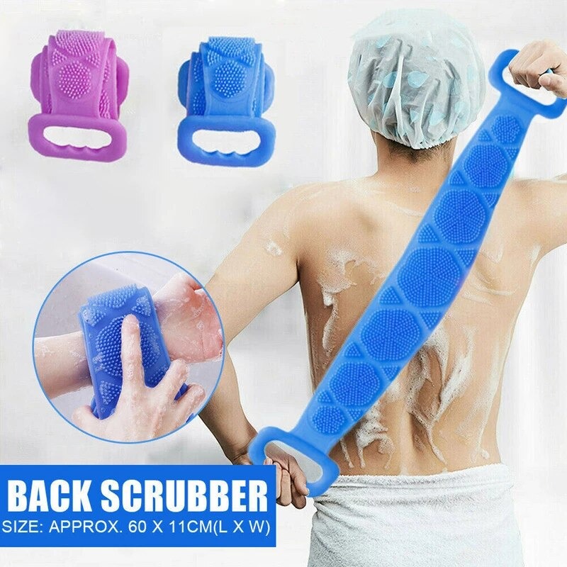 9701259a53651cf108003b1cbb44bbe1 Pack of 2 Silicone Back Scrubber Bath Belts – Double-Sided Exfoliating Body Scrubbers for Gentle, Deep Cleansing & Smoot - Image 3