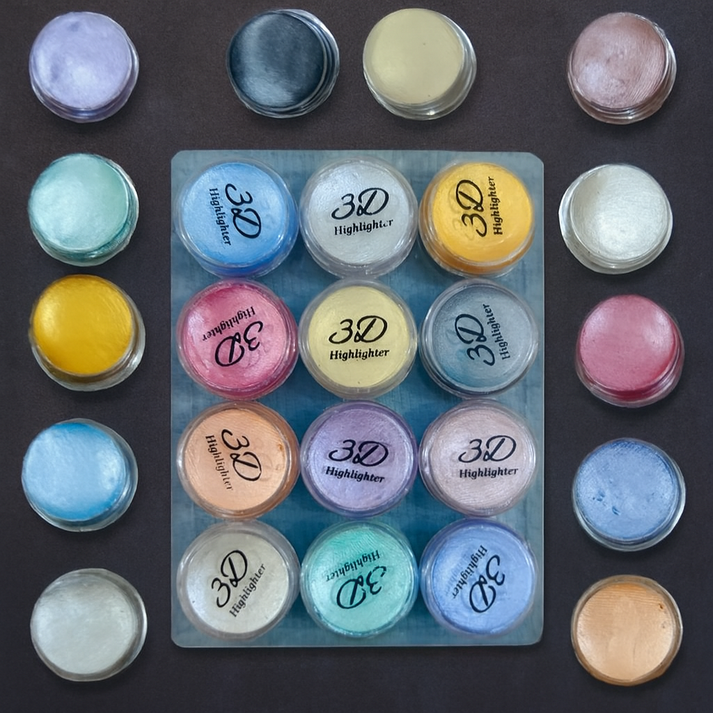 97a475726b5e2800f111444d613eba76 Professional 3D Highlighter 12 Color Palette – Trendy Creamy Shimmer Kit With Pressed Powder Shades – Shiny Makeup Cosme - Image 2