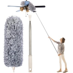 Microfiber Fan Duster | Telescopic Extendable Gray Duster | 360 Flexible Dirt & Dust Duster For Home Office Use | Micro